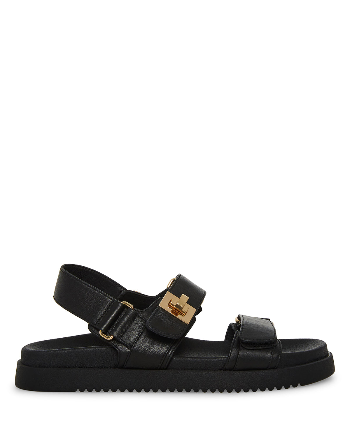 Buy Mona Black Leather Flat Sandals Online in UAE Steve Madden
