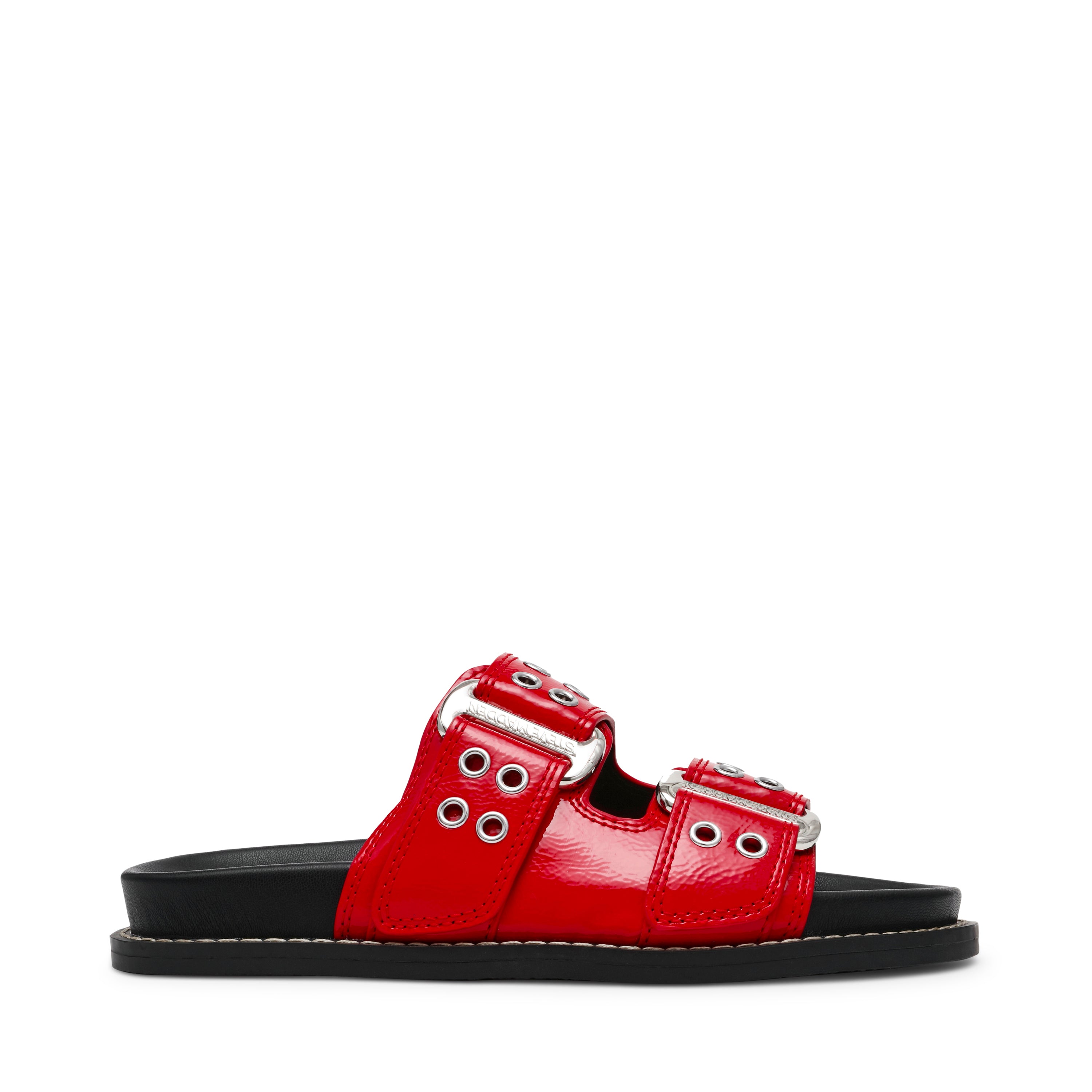 Buy Agent Red Crinkle Flat Sandals Online in UAE Steve Madden