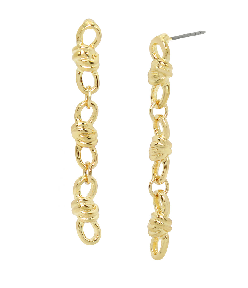 Knot Women's Gold Linear Earrings - view 2