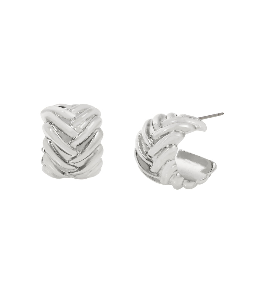 WOVEN HOOP EARRINGS GUNMETAL JEWELLERY