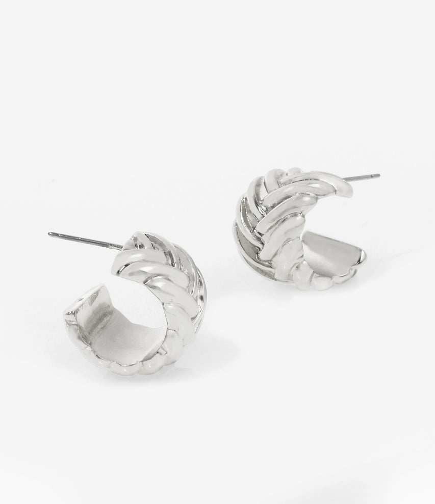 WOVEN HOOP EARRINGS GUNMETAL JEWELLERY