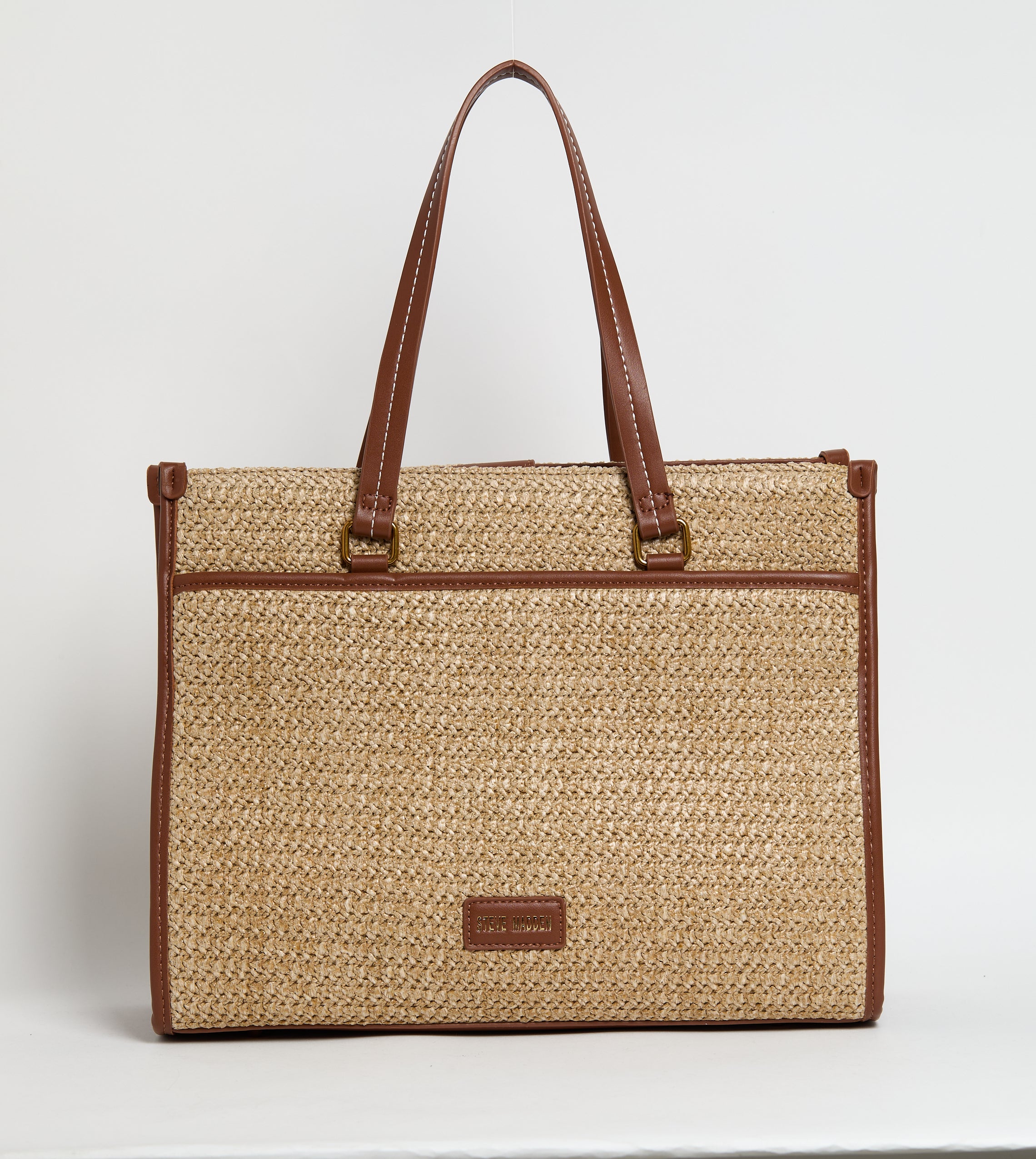 MESH DESIGN TOTE LIGHT BROWN SATCHEL BAG
