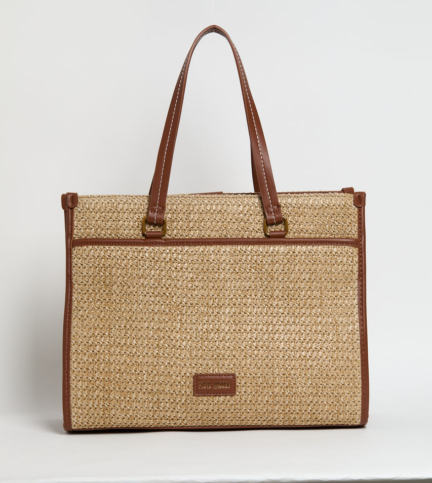 MESH DESIGN TOTE LIGHT BROWN SATCHEL BAG