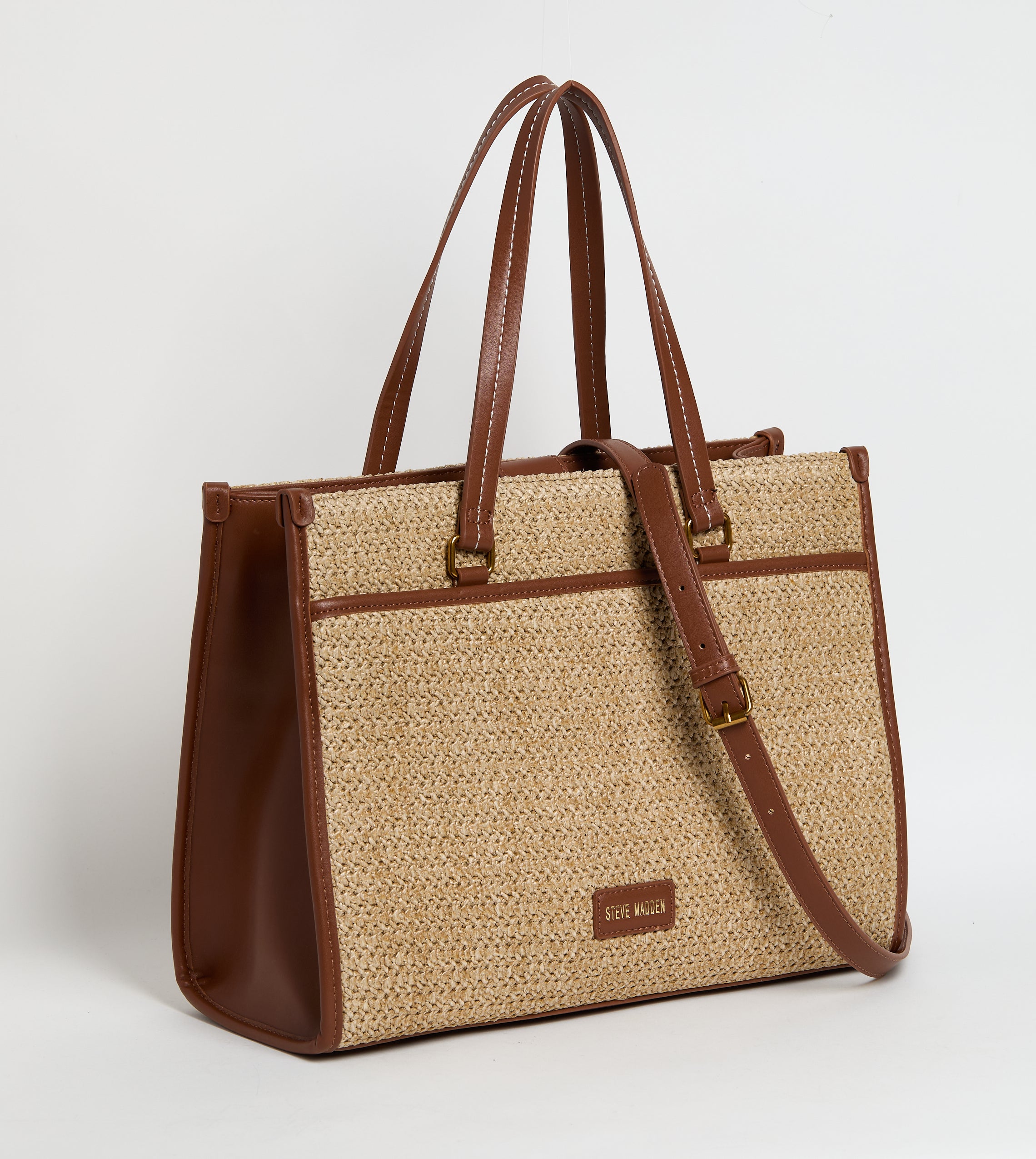 MESH DESIGN TOTE LIGHT BROWN SATCHEL BAG