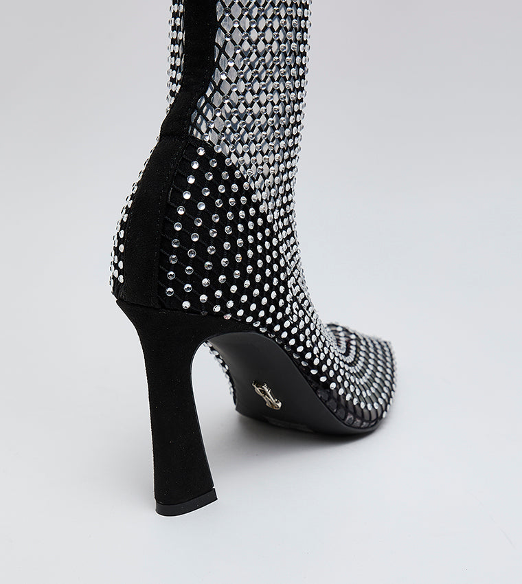 SAPPHIRE BLACK RHINESTONE BOOTS - view 3