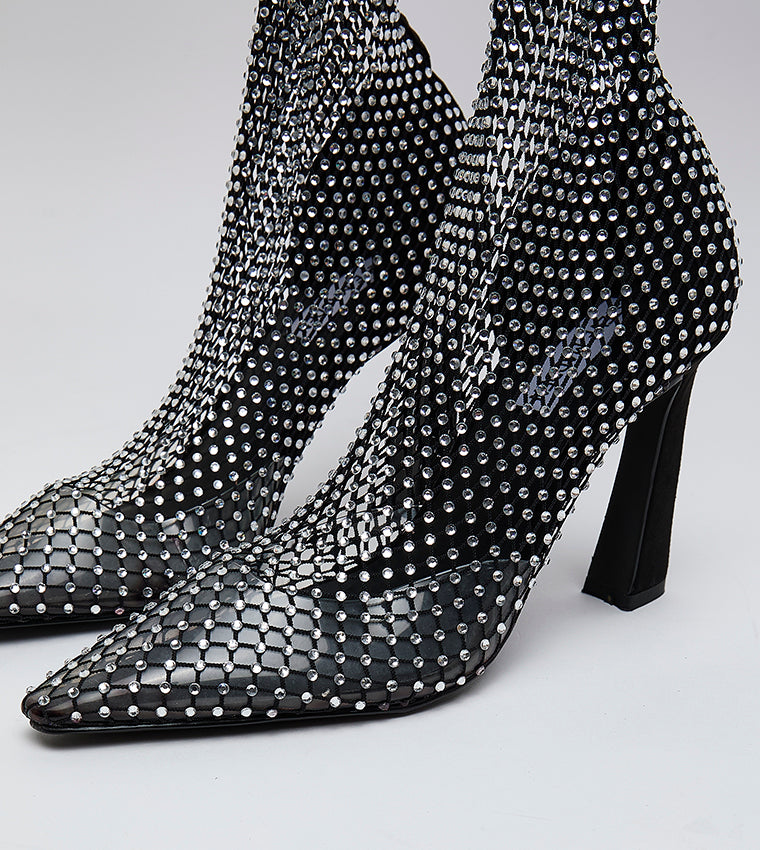 SAPPHIRE BLACK RHINESTONE BOOTS - view 5