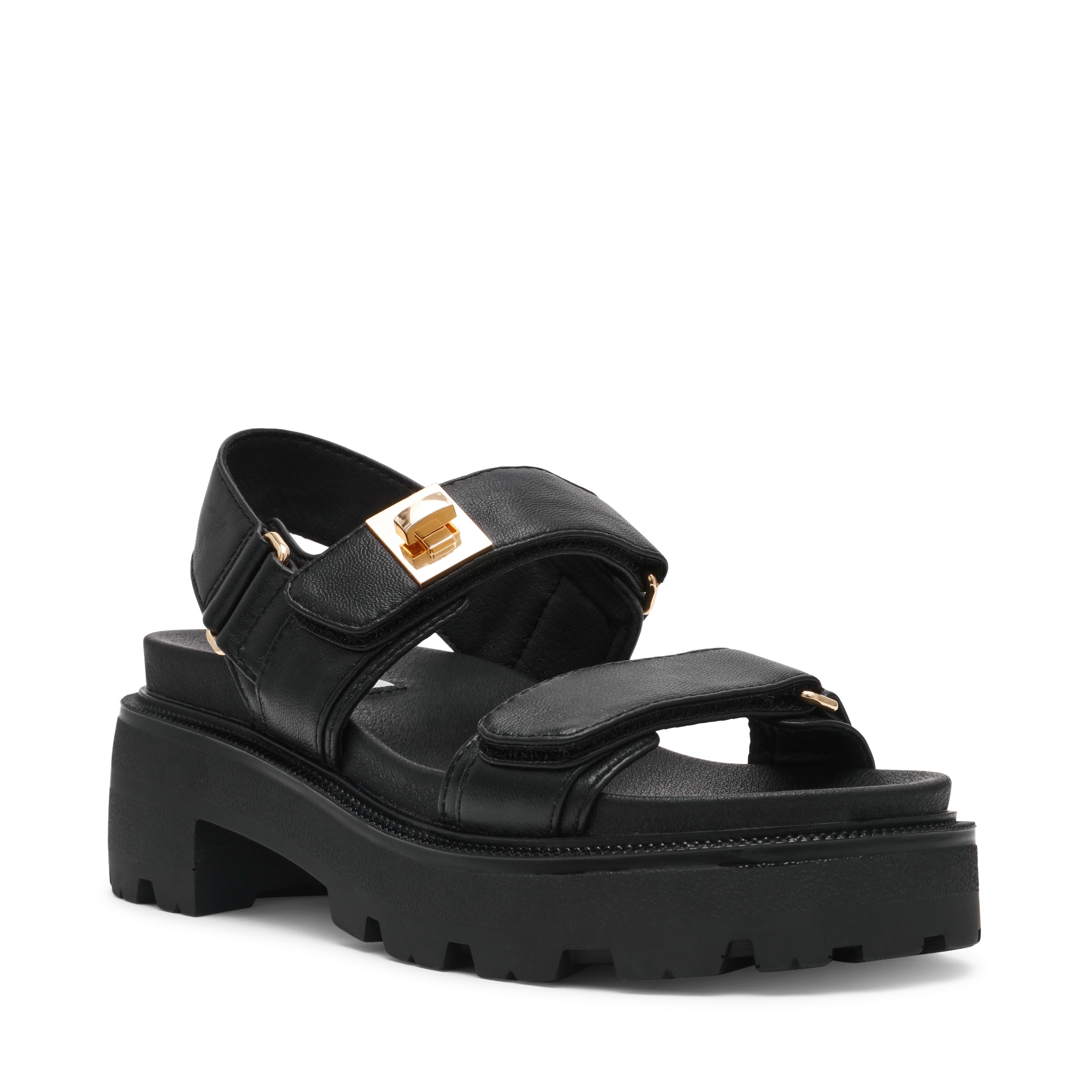 Supermona Women's Black Leather Sandals