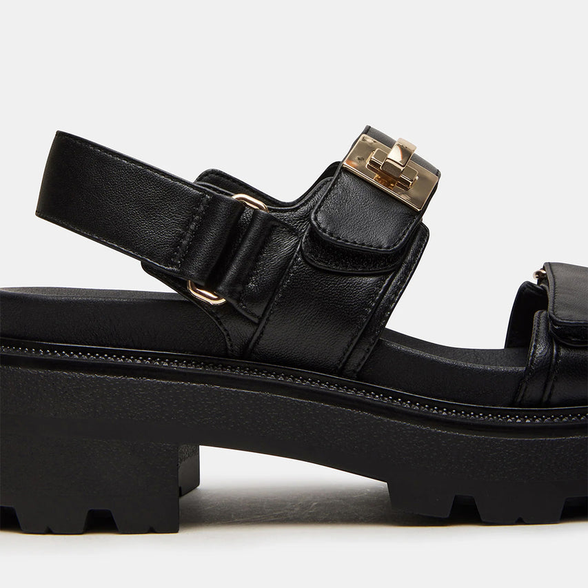 Supermona Women's Black Leather Sandals - view 4
