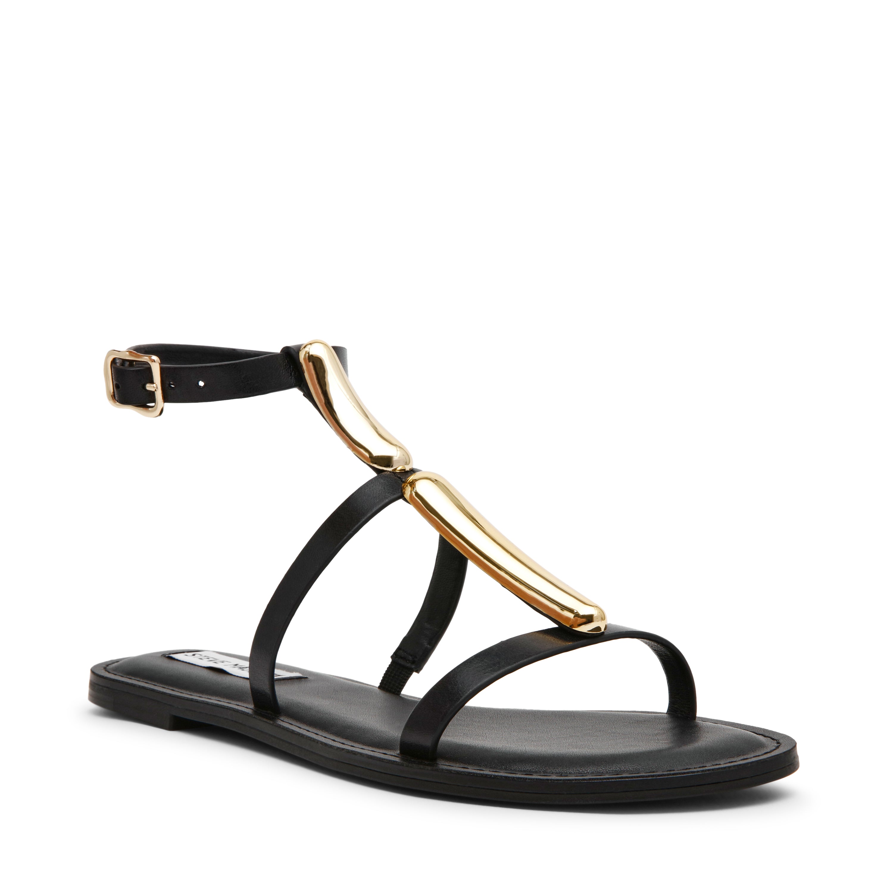 ALMA BLACK LEATHER SANDALS