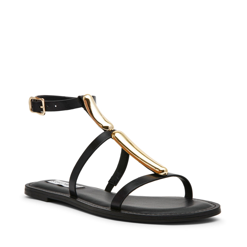 ALMA BLACK LEATHER SANDALS
