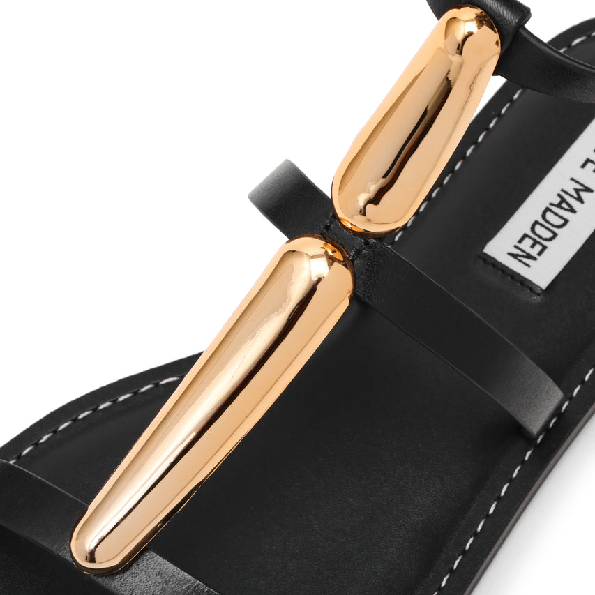 ALMA BLACK LEATHER SANDALS