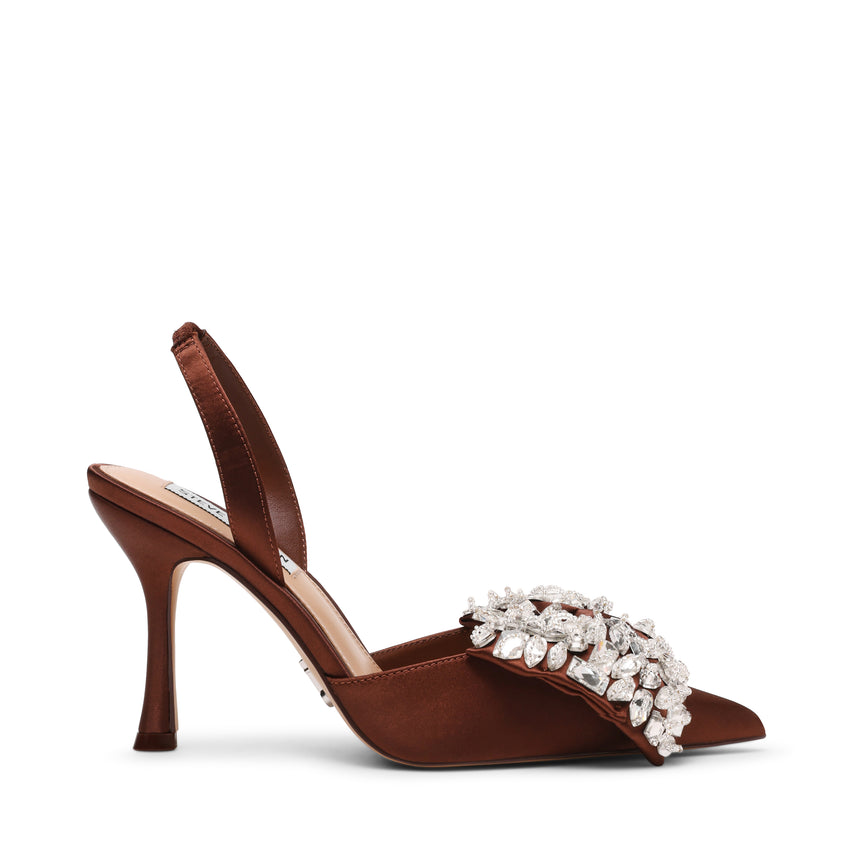 Lovie Women's Brown Satin Heels