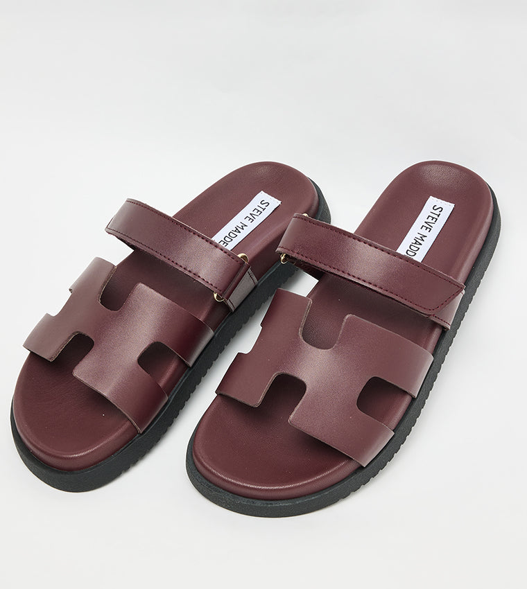 MAYVEN-CN DARK CHERRY LACQUER FLAT SANDALS