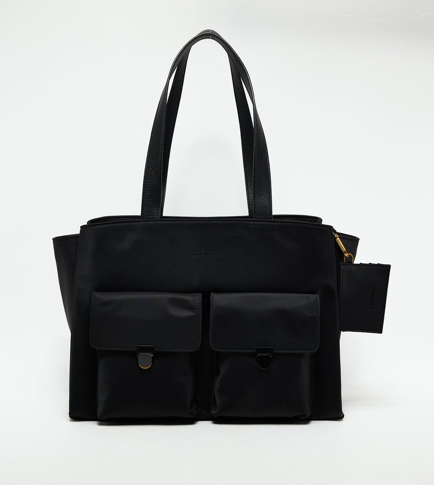 EVERYDAY MULTI POCKET BLACK TOTE BAG