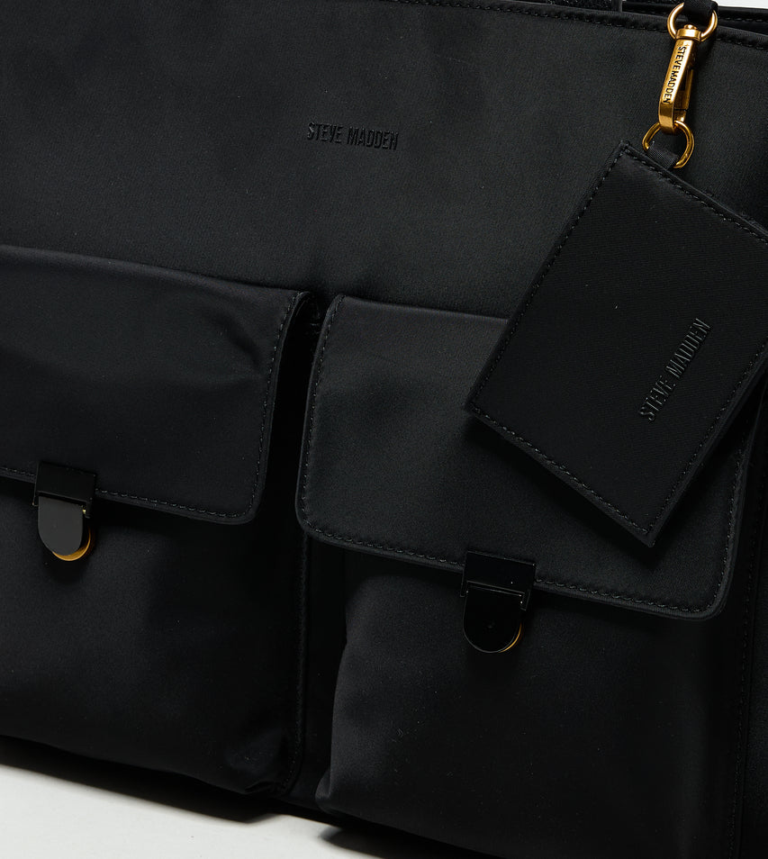 EVERYDAY MULTI POCKET BLACK TOTE BAG