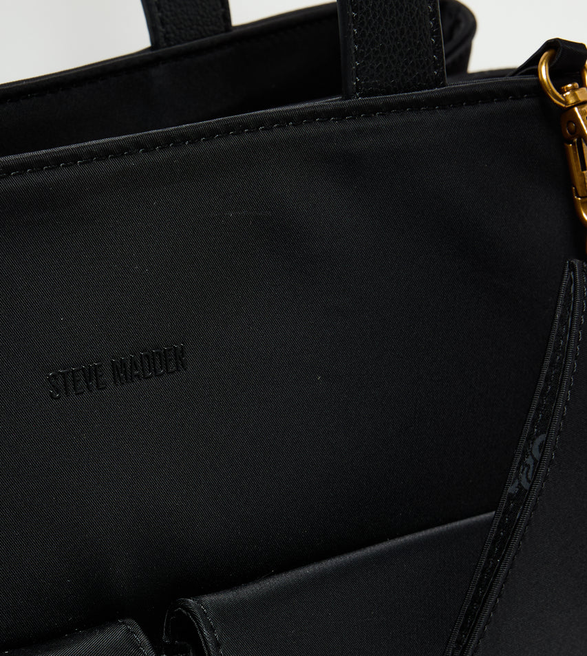 EVERYDAY MULTI POCKET BLACK TOTE BAG