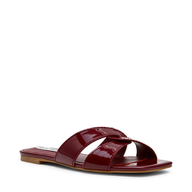 Steve Madden Alley. Ave Women's Wine Flat Sandals - front three-quarter view
