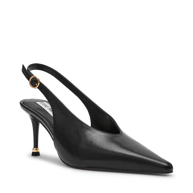 Steve Madden Archway Women's Black Leather Pumps - front three-quarter view