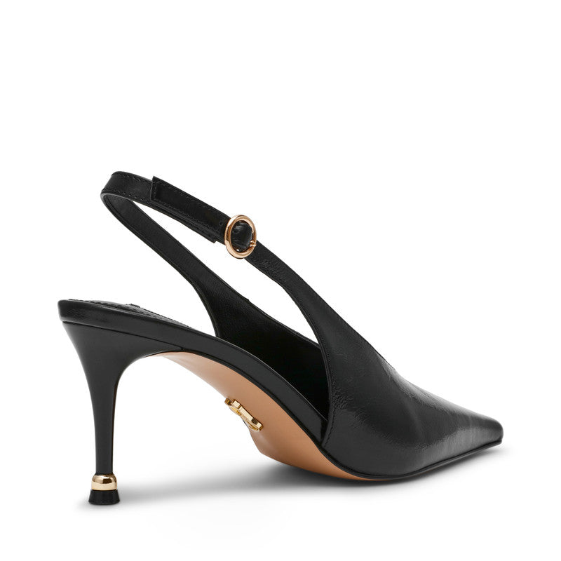 Steve Madden Archway Women's Black Leather Pumps - rear three-quarter view