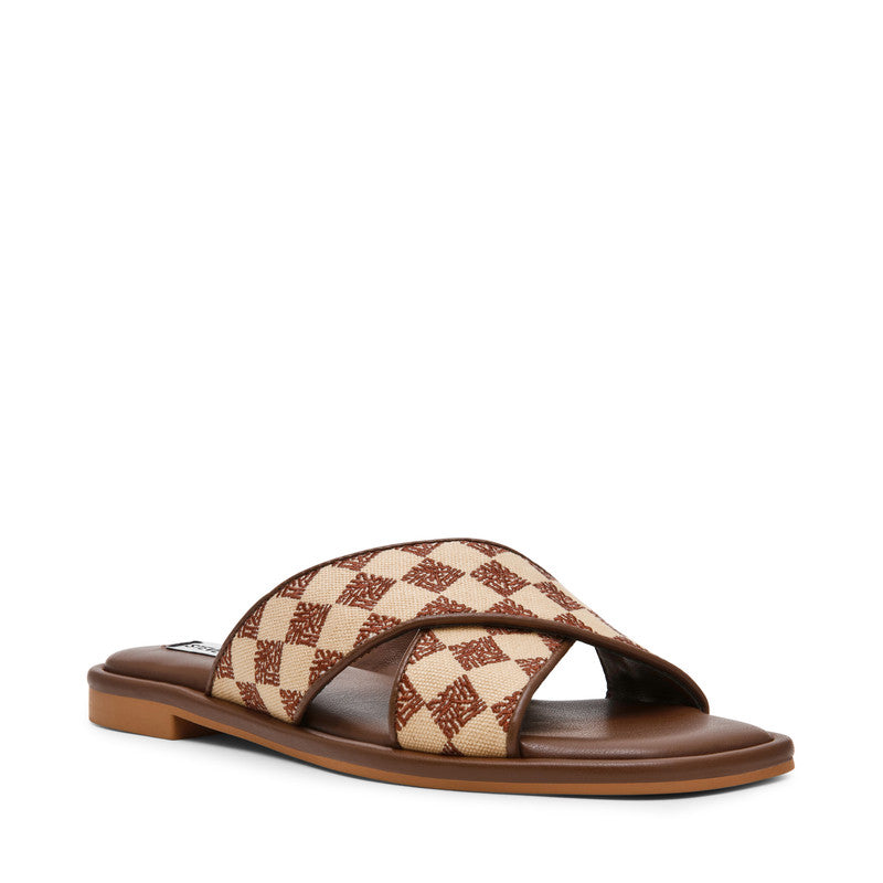 Steve Madden Arrows Women's Brown Flat Sandals - front three-quarter view