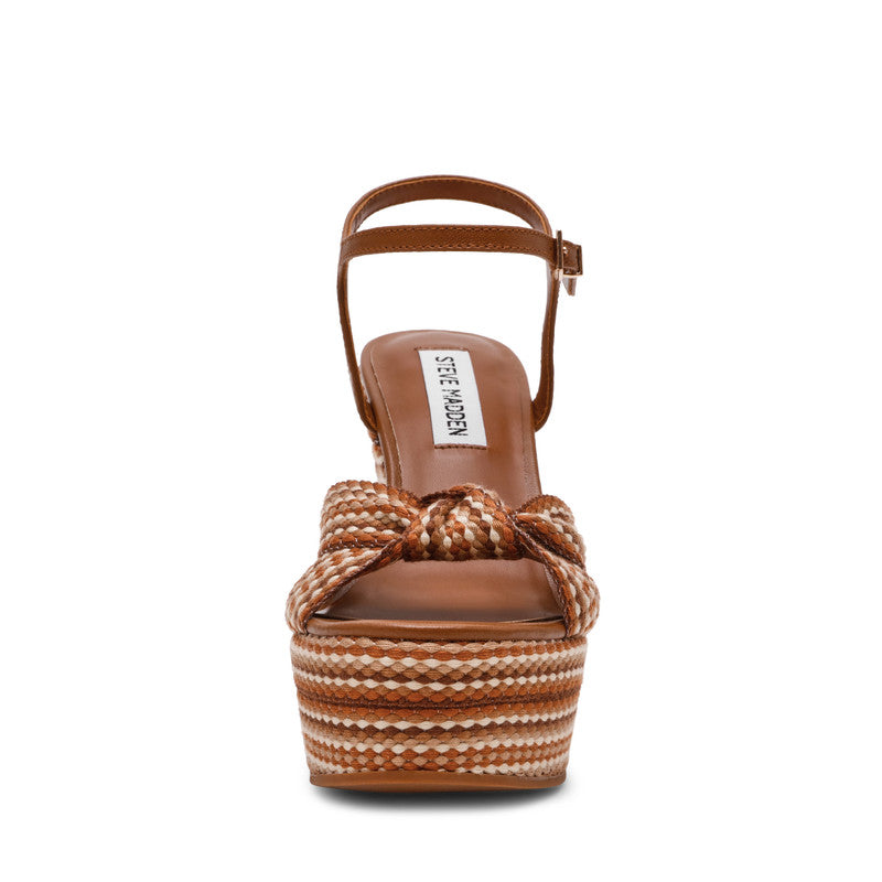 Steve Madden Aztec women's cognac multicolour wedge sandals, angled view