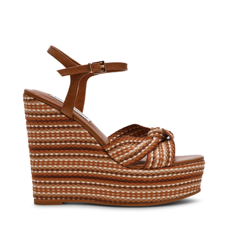 Steve Madden Aztec women's cognac multicolour wedge sandals, back view