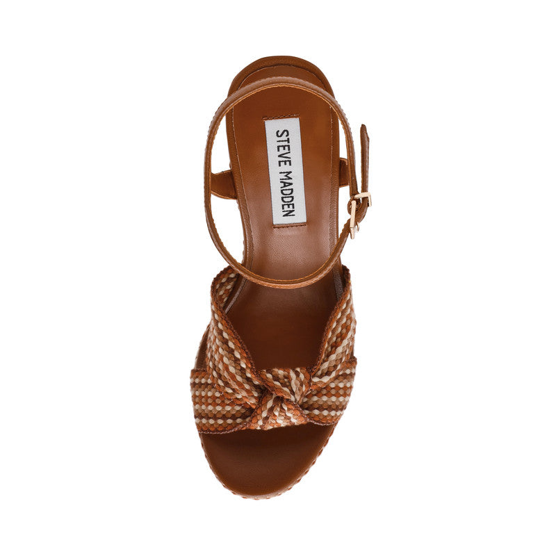 Steve Madden Aztec women's cognac multicolour wedge sandals, sole view