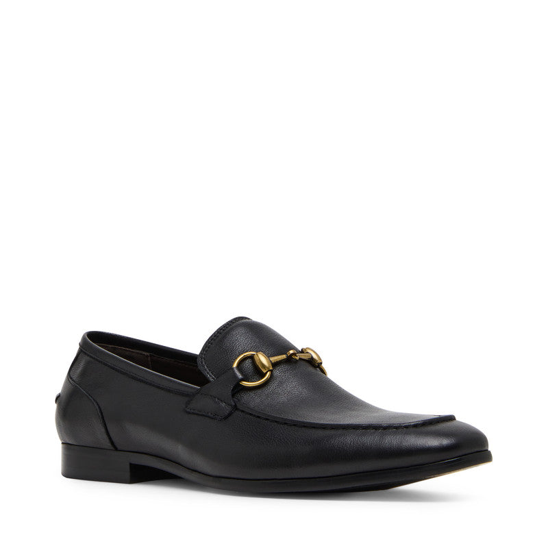Steve Madden Banderas Men's Black Loafers - front three-quarter view