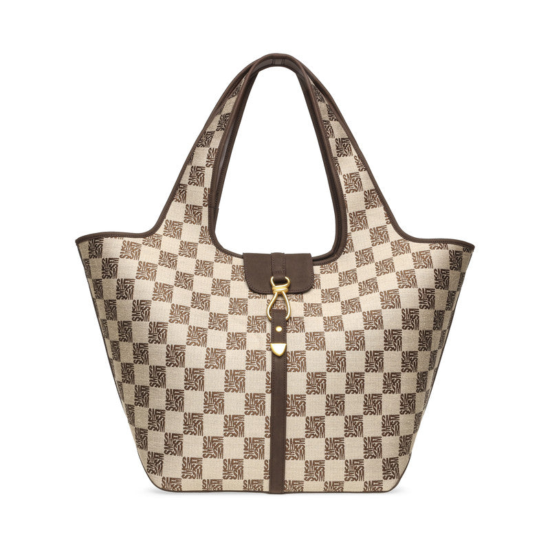 Steve Madden Bdolores Women's Brown Jacquard Tote Bag - front view