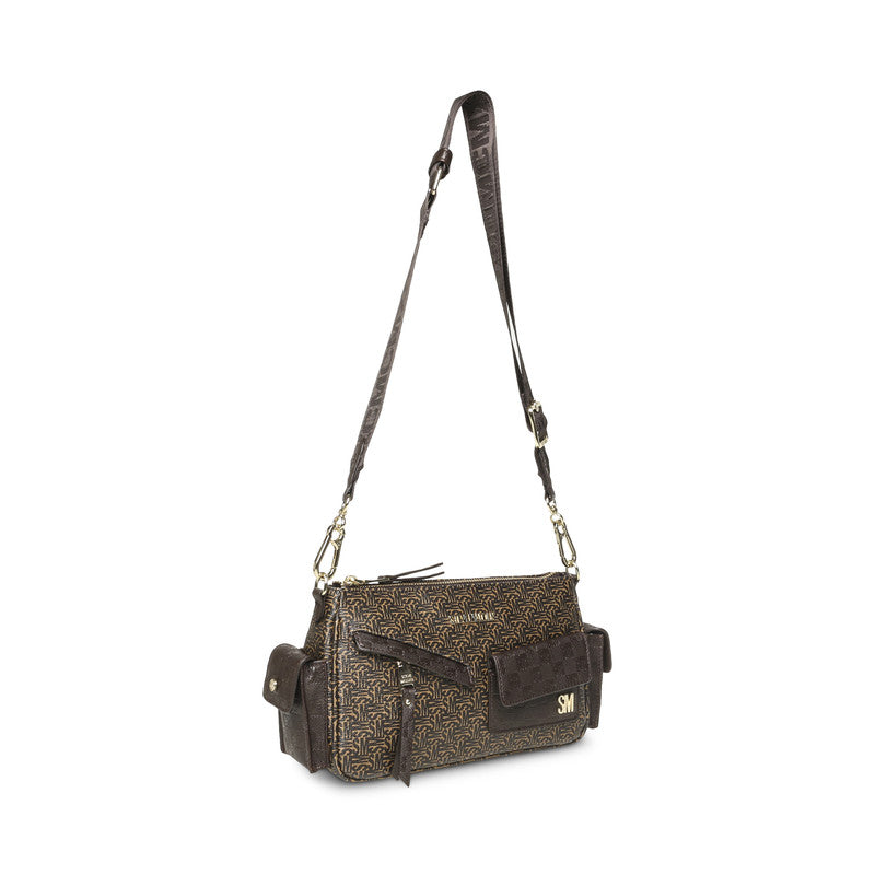 Steve Madden Beddie Women's Brown & Gold Shoulder Bag - three-quarter view