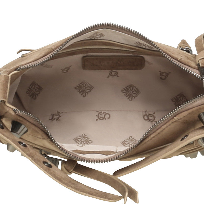Steve Madden Bglowins Women's Taupe Hobo Bag - open interior view