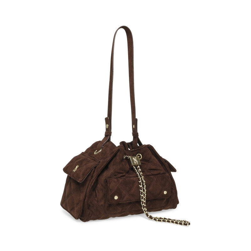 Steve Madden Bmicki Women's Chocolate & Gold Hobo Bag - three-quarter view
