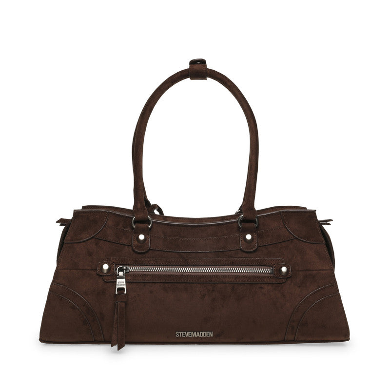 Steve Madden Bravyn-s Women's Chocolate & Silver Satchel Bag - back view