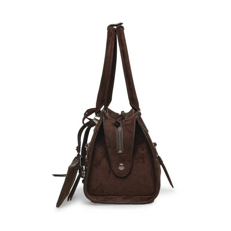 Steve Madden Bravyn-s Women's Chocolate & Silver Satchel Bag - side profile - view 5