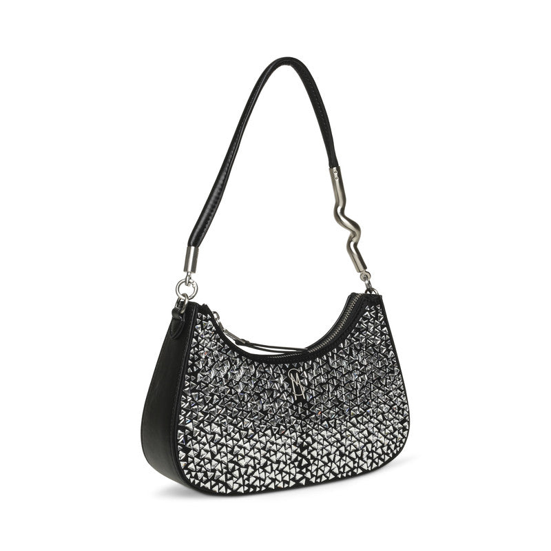 Steve Madden Braz Women's Black & Silver Shoulder Bag - three-quarter view