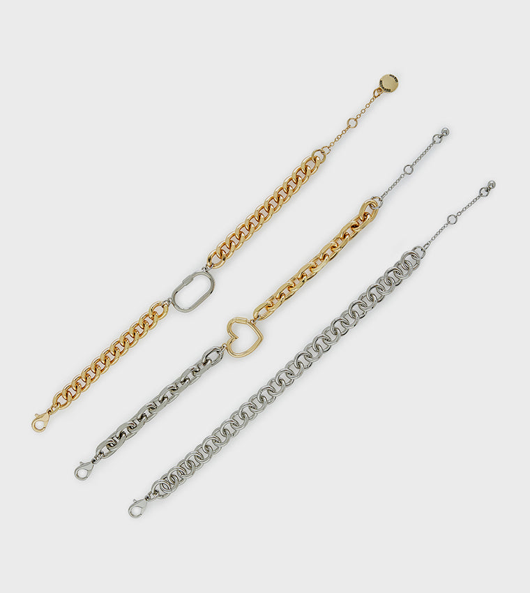 3PC HEART BRACELET SET MULTI JEWELLERY