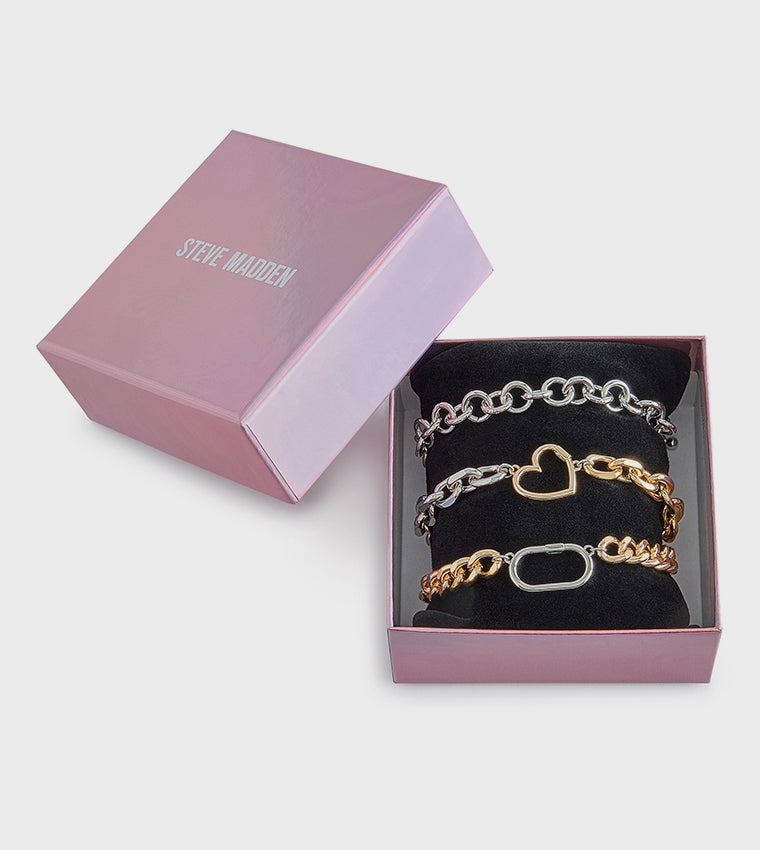 3PC HEART BRACELET SET MULTI JEWELLERY