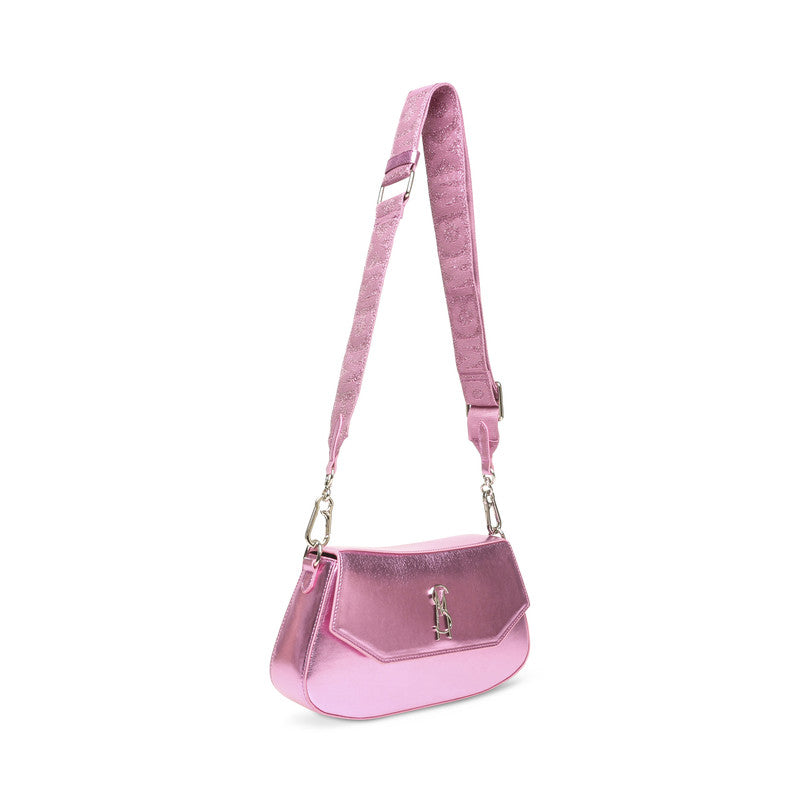 Steve Madden Bstash Women's Pink & Silver Shoulder Bag - open interior view