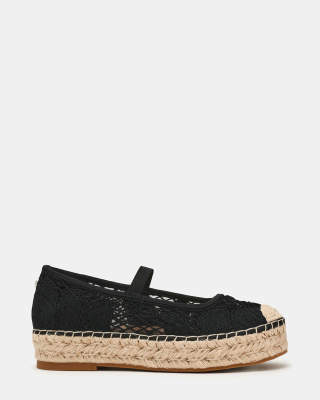 Steve Madden Candi women's black flat sandals, side view