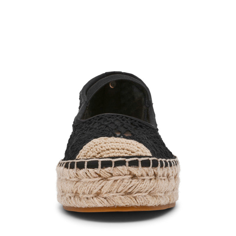 Steve Madden Candi women's black flat sandals, back view