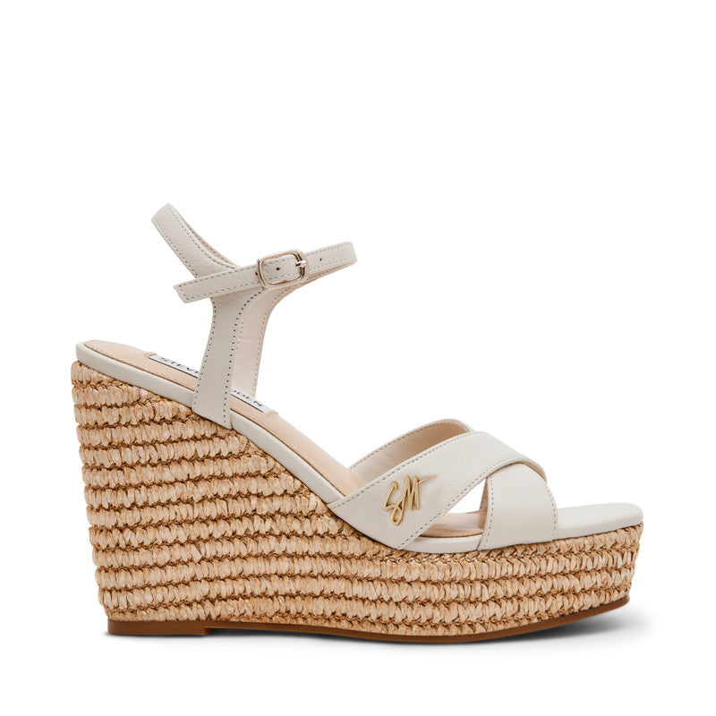 Steve Madden Cylo women's bone leather wedge sandals, back view