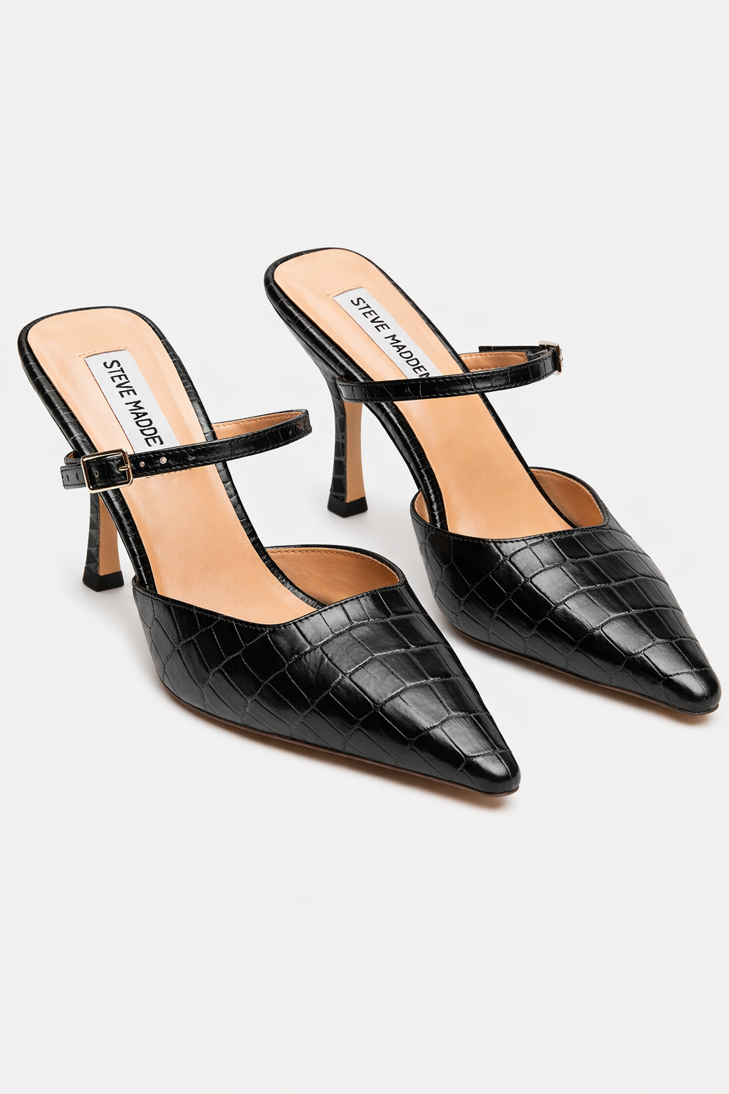 Brecki Women's Black Croco Heels