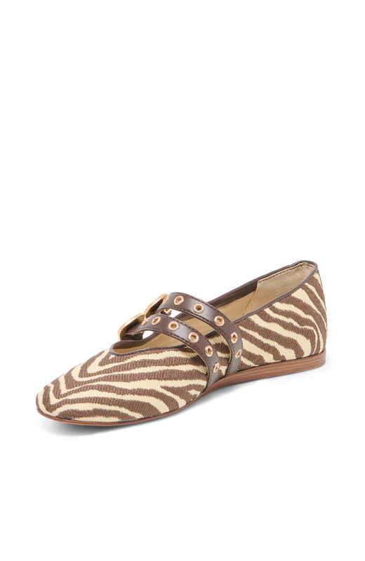 Baylee Grommet Beige Zebra Women's Ballet Flats - view 6