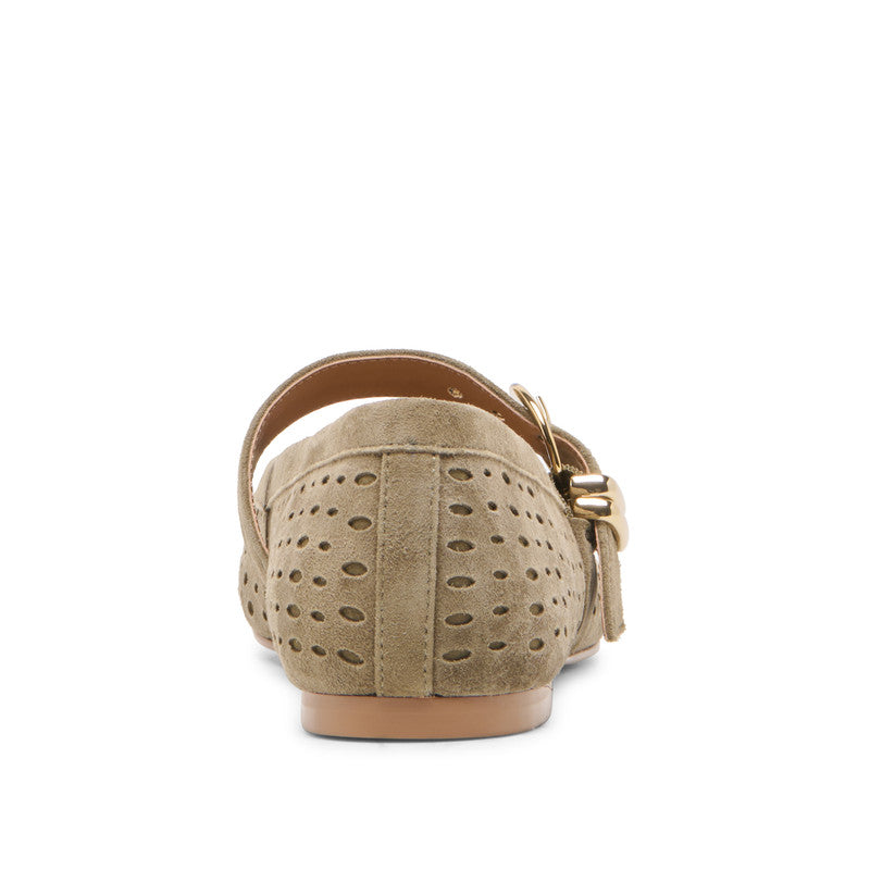 Mikela Women's Olive Perforated Suede Ballerinas - view 3