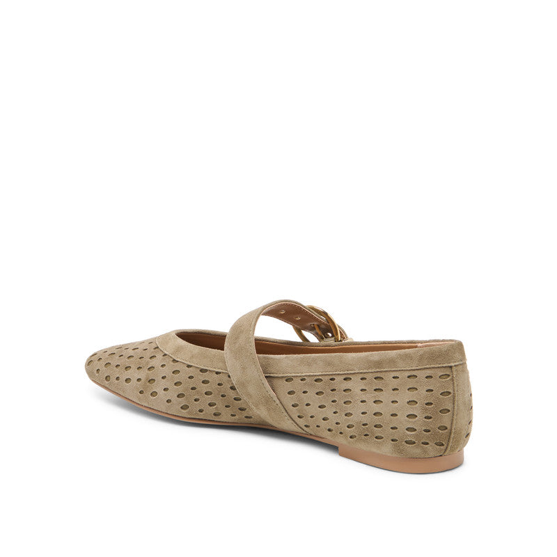 Mikela Women's Olive Perforated Suede Ballerinas - view 5