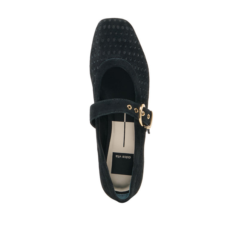 Mikela Women's Onyx Perforated Suede Ballerinas - view 5