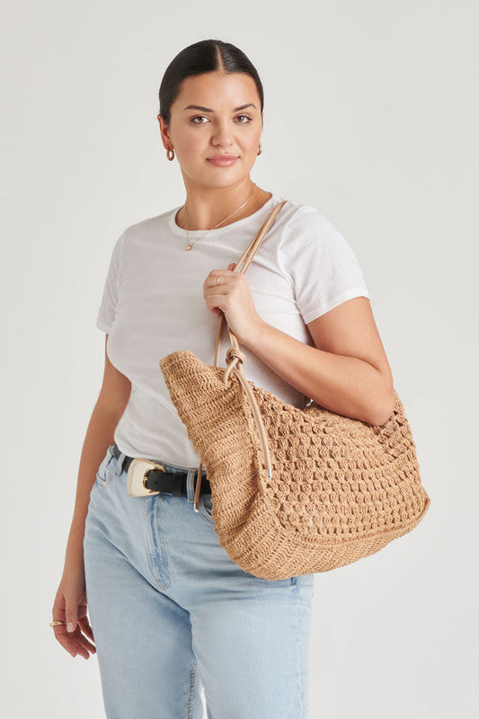Steve Madden Ravello natural women's woven tote bag, product view 1