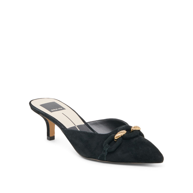 Camla Women's Onyx Suede Heeled Mules