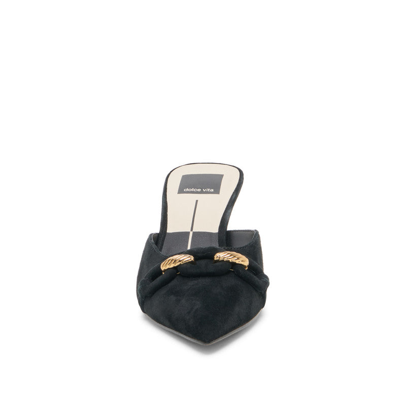 Camla Women's Onyx Suede Heeled Mules - view 3