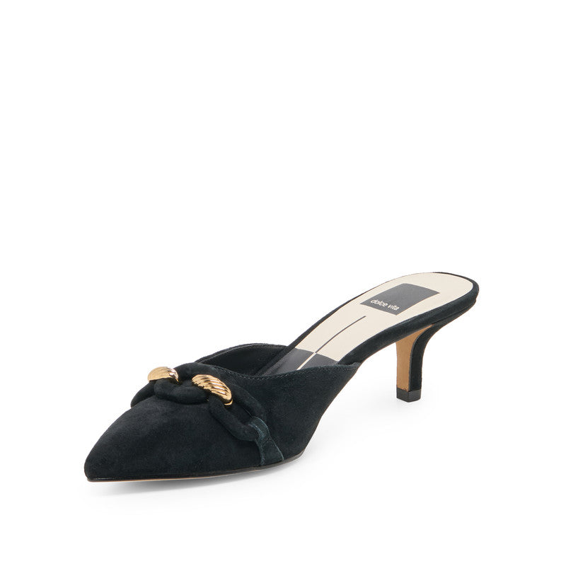 Camla Women's Onyx Suede Heeled Mules - view 6